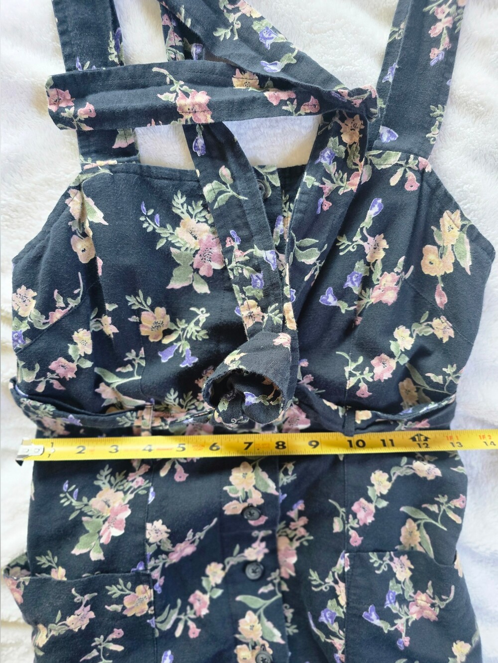 Topshop Navy Blue Floral Linen Blend Dress in US Size 4 (but fits like a 2) - Picture 6 of 9